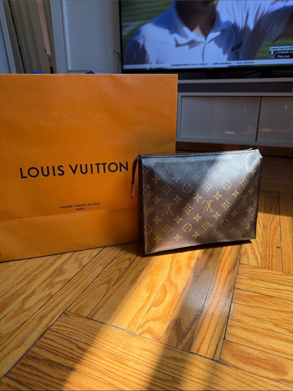 Louis Vuitton Monogram Toiletry Pouch — Brown & Gold